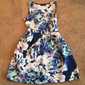 Watercolor print dress with pockets